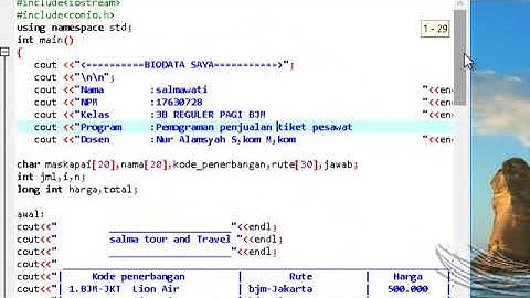 Program C++ penjualan tiket pesawat
