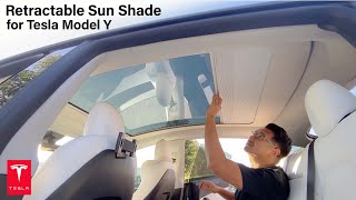 New Retractable Sun Shade for Tesla Model Y / It's better than you think!  #teslamodely 