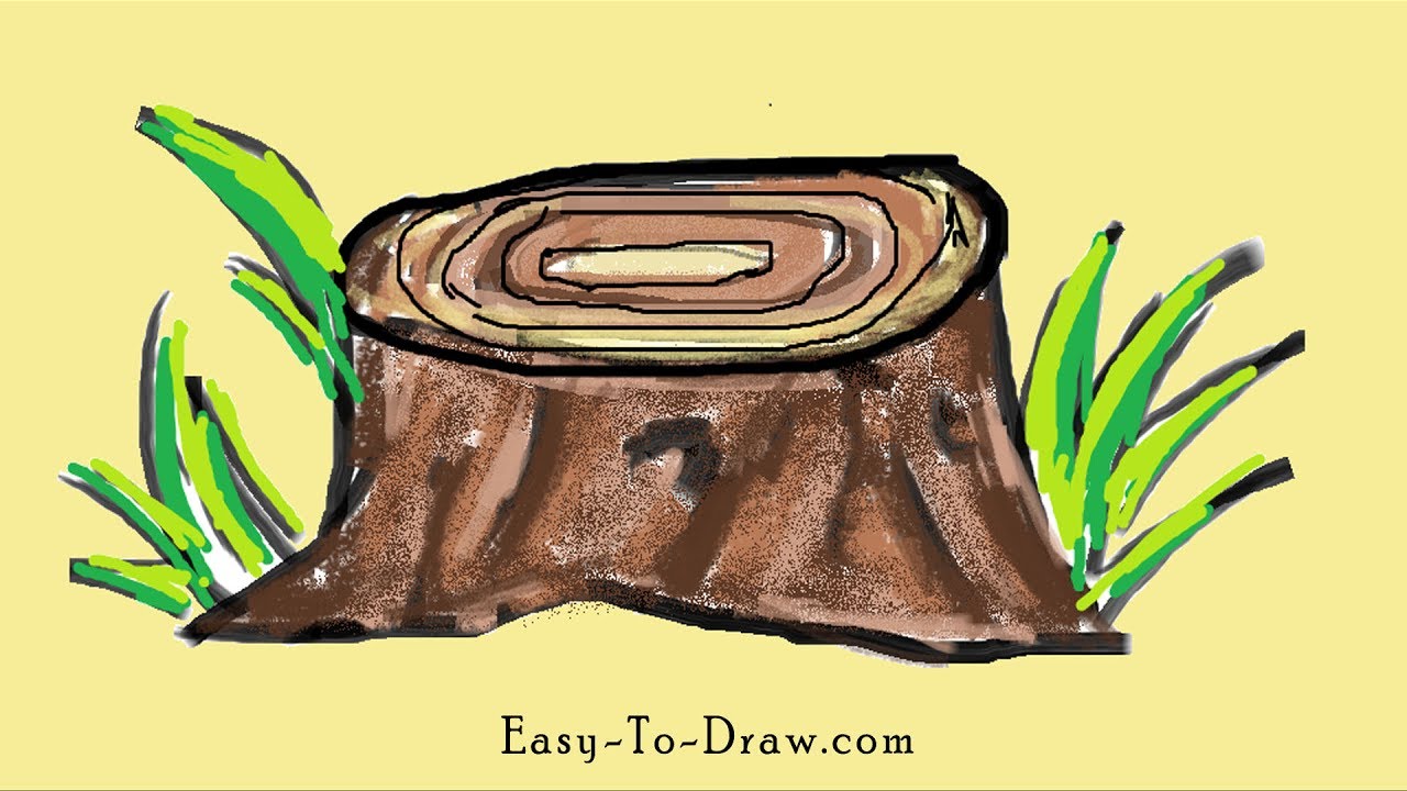 How to draw a tree stump step by step - Free & Easy Tutorial - YouTube