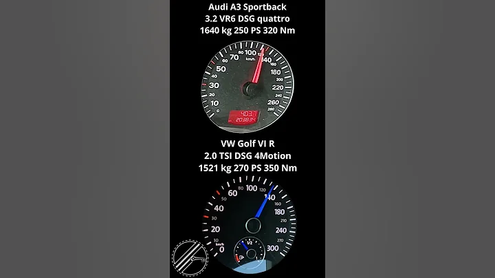 VW Golf R MK6 270 PS vs Audi A3 3.2 VR6 250 PS 0-200 kmh Acceleration Comparison