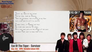 Video thumbnail of "🥁 Eye Of The Tiger -  Survivor (Theme From Rocky) Drums Backing Track with chords and lyrics"