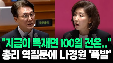 "지금이 독재면 100일 전에는?"…총리 역질문에 나경원 결국 