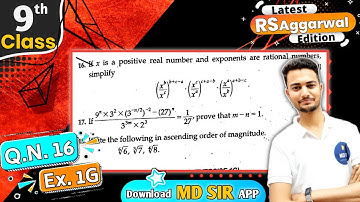 Rs Aggarwal Class 9 Chapter 1 | Exercise 1G Question number 16 | Number System | Md Sir Class 9