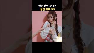 윈터 손이 작아서 놀란 미주