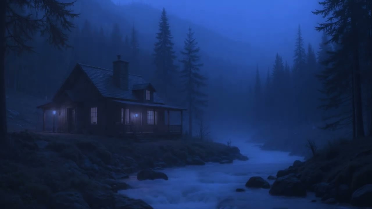 Calm Your Heart: Powerful Ocean Waves Crashing |Isolated Cabin Ambience Music with River Sounds