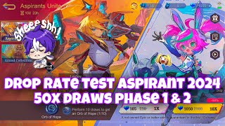 DROP RATE TEST ASPIRANT 2024 - HOW LUCKY MY ACCOUNT?? - 50x DRAWS PHASE 1 & 2 JUST IN 1 VIDEO - MLBB