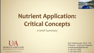 Nutrient Application: Critical Concepts