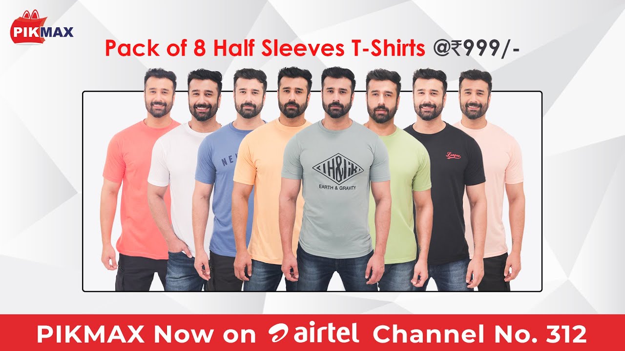 Best Tshirt Under 200 Pack of 8 Tshirt For Men at ₹999 Only Best