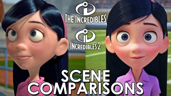 The Incredibles (2004) and Incredibles 2 (2018) - scene comparisons