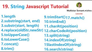 19. String JavaScript tutorial | JavaScript tutorial | Semant Sir  @MultistarSemant.mishra