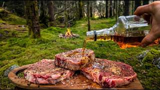 Whiskey Steak in the Alaskan Wilderness | Campfire Cooking