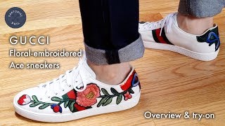 gucci rose embroidered shoes