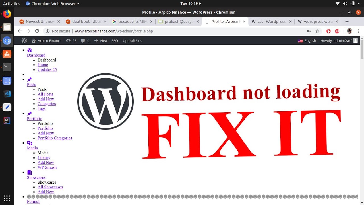 Update Wp-admin dashboard area not loading css? - How i Fix it