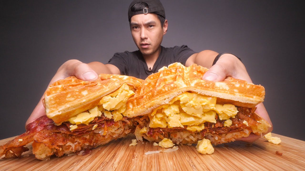 Waffle Breakfast Sandwich (almost died)