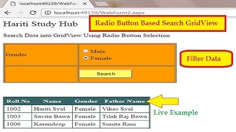 Search or Filter Data in GridView Using Radio Button in Asp.Net | Hindi | Learn Asp.Net