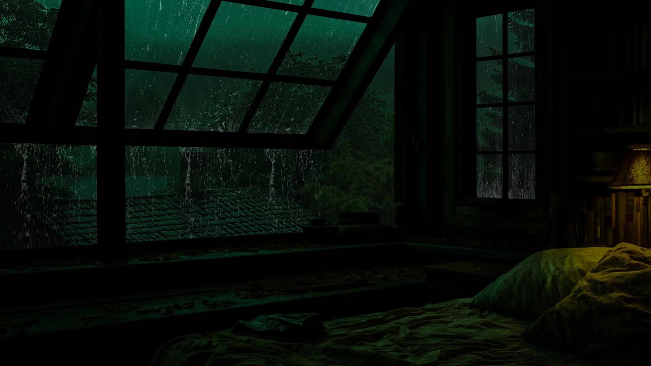 Rainy Night in a Cozy Bedroom☔Soothing Rain on Window & Skylight Ambience for Sleep, Relax, Study