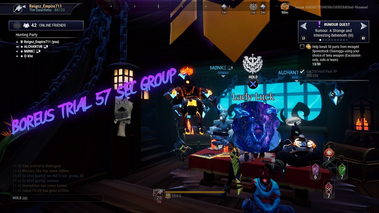 Top 2 group dauntless 1st day boreus trial 57 sec ❄ ( •̀ ω •́ )✧