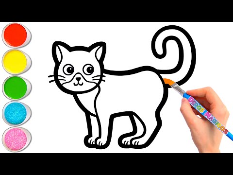 Draw and Color Mother Cat and Her Kitten 😻🐈😻 Easy Drawings For Kids #10