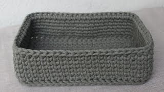prostokątny koszyk ze sznurka bawełnianego / rectangular crochet basket