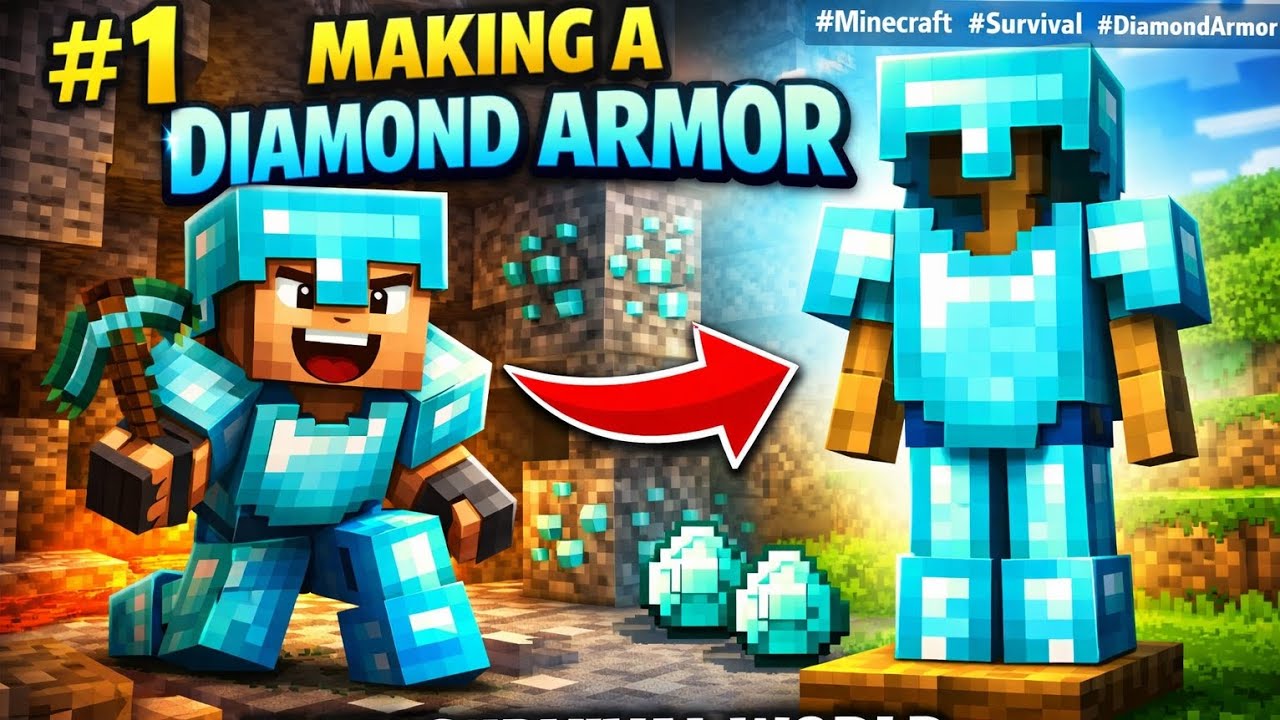 “Making a Diamond Armor in My Survival World” - YouTube