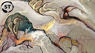Gorgeous Greys and Golds! Waiting for Spring Fluid Art