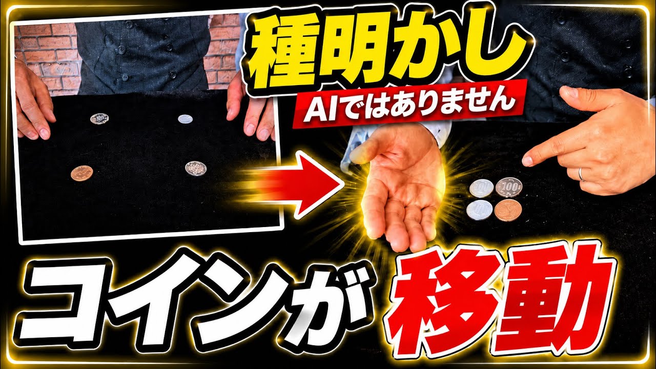 【種明かし】AIを疑われる、コインの瞬間移動マジック【magic trick】