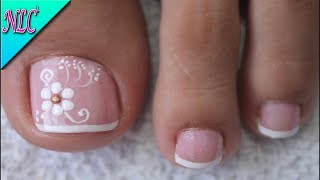 DISEÑO DE UÑAS FLOR SENCILLA Y FRANCES - FLOWERS NAIL ART  - FRENCH NAIL ART - NLC