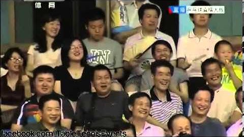 Zhang Jike plays and wins with his Foot !