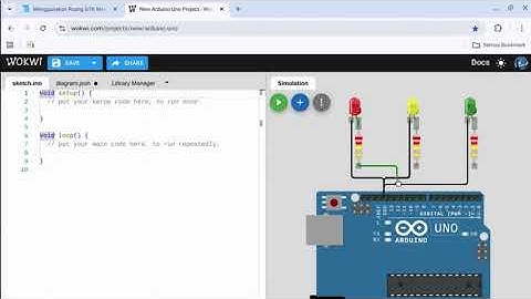 Simulasi lampu merah mengunakan wokwi arduino
