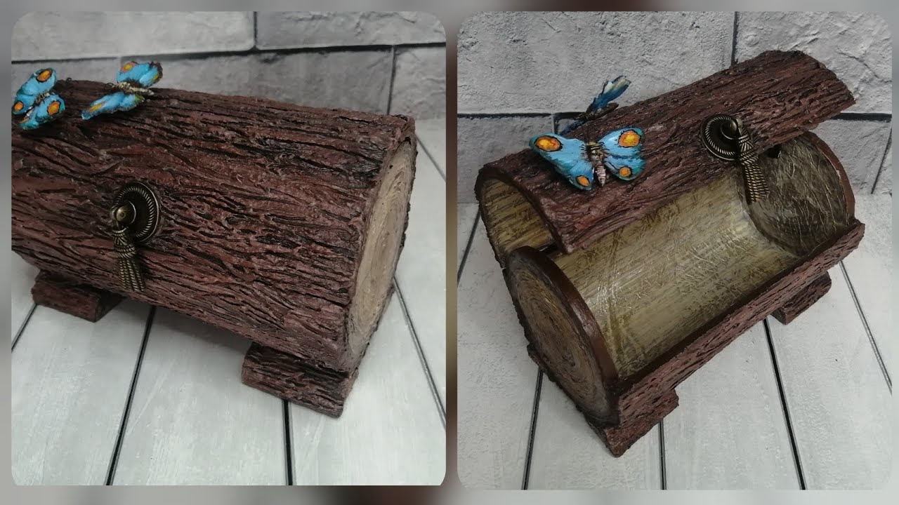 DIY /cardboard box  🌼Шкатулка своими руками 🌼имитация дерева🌼