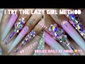 LETS TRY THE LAZY GIRL METHOD | diy Boujee ombre nails at home | vanity Val