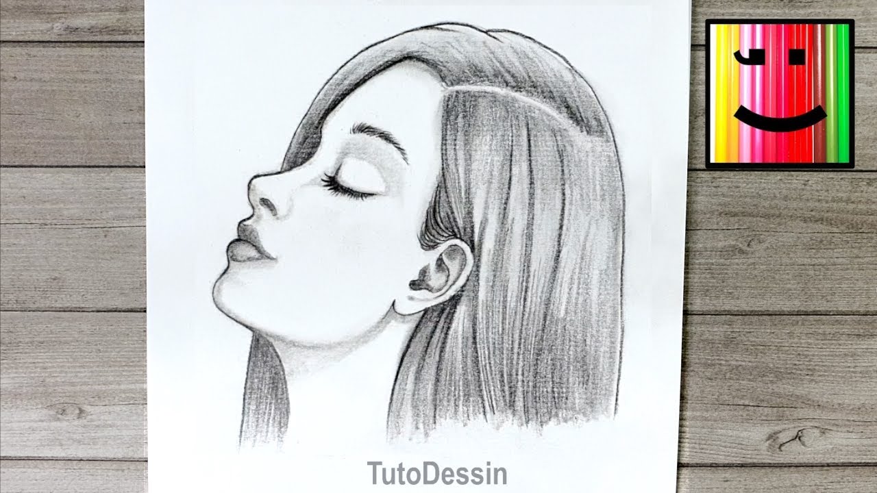 Comment dessiner le visage d’une fille de profil au crayon de papier ...