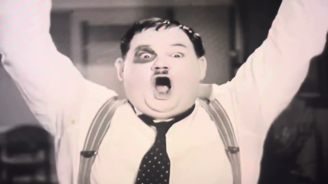 Laurel and Hardy, Saps at Sea: Ollie falls from window - (reversed)