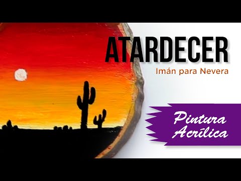 Pintar un atardecer con pintura acrílica sobre MADERA.