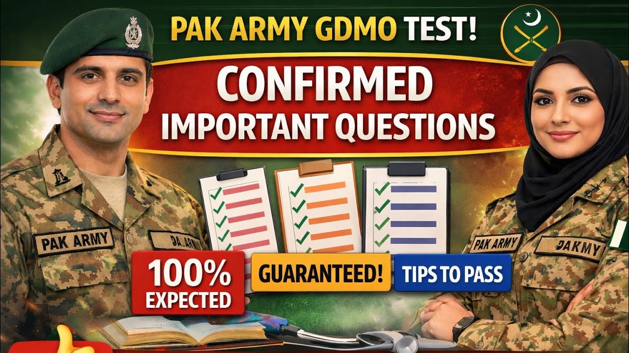 Pak Army GDMO Test 2026 | Confirmed Important Questions | 100% Expected | SSRC Medical Officers