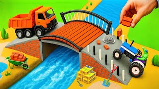 DIY Mini Truck Builds Brick & Metal Railing Bridge | Fun Construction Science Project #4