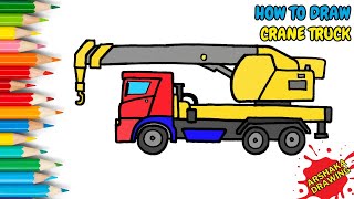 How to Draw A Crane Truck Simple and Easy Step by Step | Arshaka Drawing