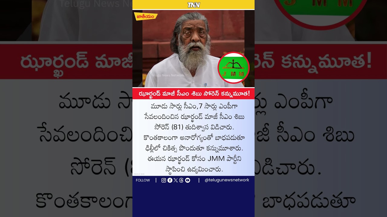 JMM Founder Shibu Soren Dies in Delhi Hospital 