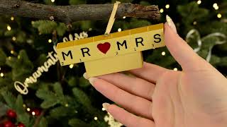 Ornaments by Elves: Personalized Mr. and Mrs. Scrabble Board Game Couple Ornament OBE-OR2203