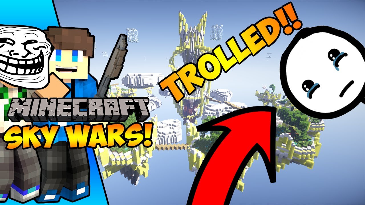 TROLLED BY A YOUTUBER?!! -Minecraft Sky Wars Funny Moments! - YouTube