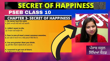 SECRET OF HAPPINESS  |TRANSLATIONS AND QnA | CLASS 10th PSEB By Ms. Neelam Rani