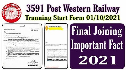 Western Railway Apprentice Final Joining Important Fact 2021/Western Railway Final Result 2021