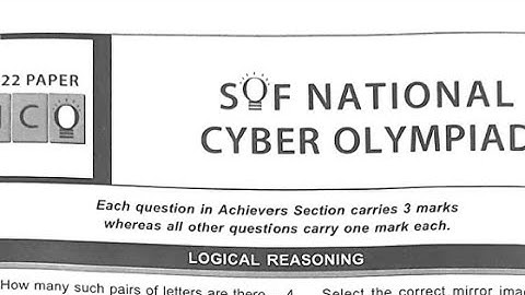 Class 7 NCO | PREVIOUS YEAR PAPER 2022 | NATIONAL CYBER OLYMPIAD