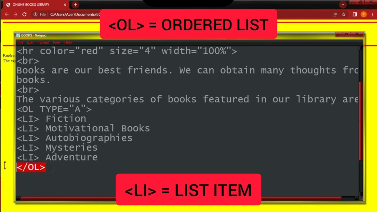 CREATING LIST IN HTML...