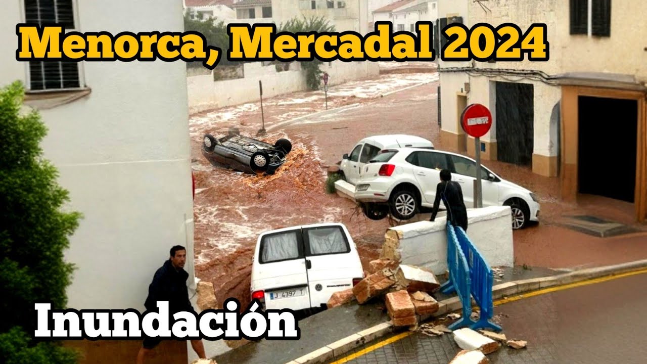 Unbelievable! Severe flooding in Spain's Balearic Islands! Flooding moments in Menorca! inundación