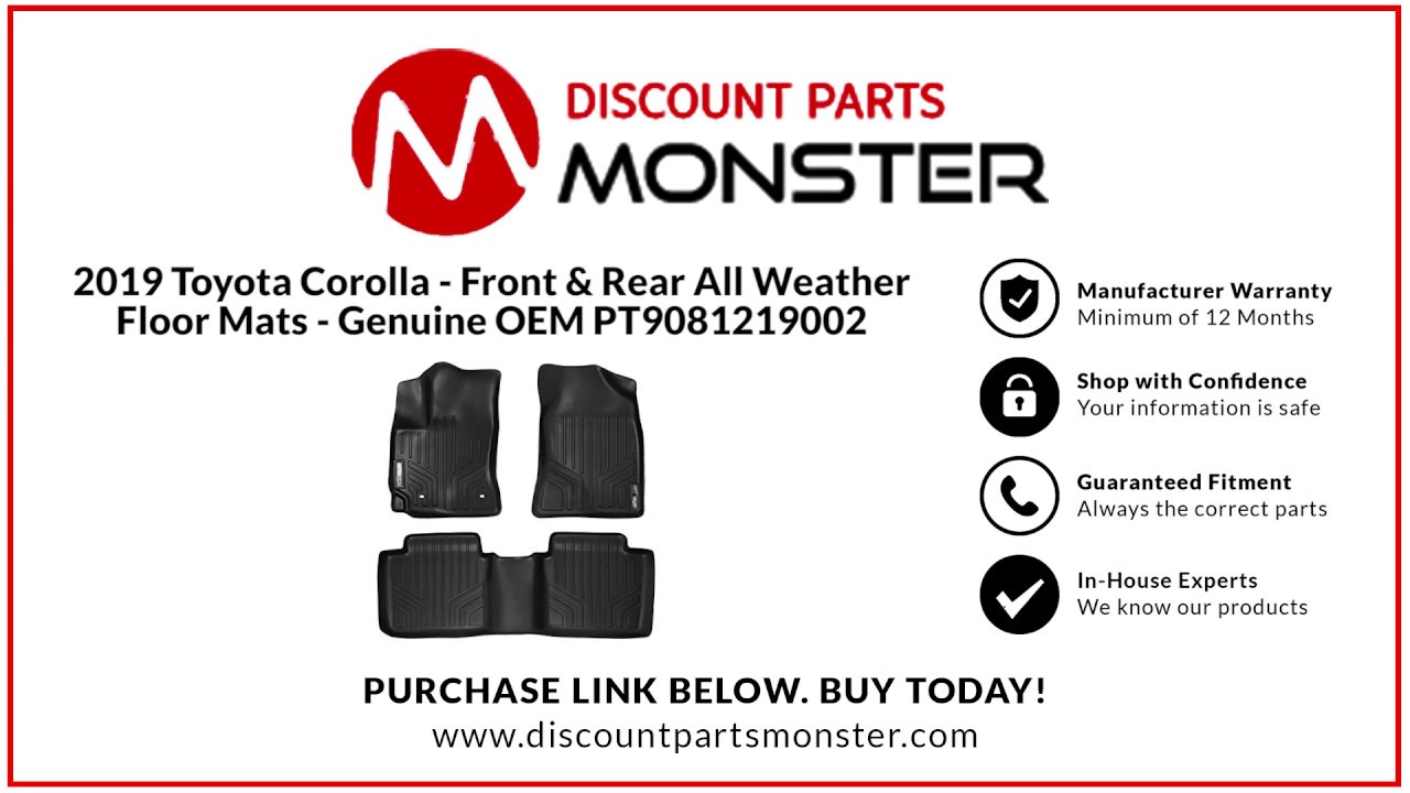 2019 Toyota Corolla - Front & Rear All Weather Floor Mats - Genuine OEM PT9081219002