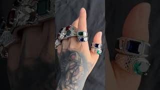Lab-grown. Hand-set. Custom made. One hand, 10 different stones. Which one’s yours?#gems #jewelry
