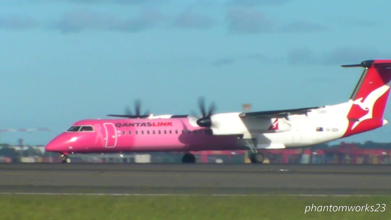 QANTASLINK DASH 8 'Pinkie' LANDING 34L SYDNEY AIRPORT