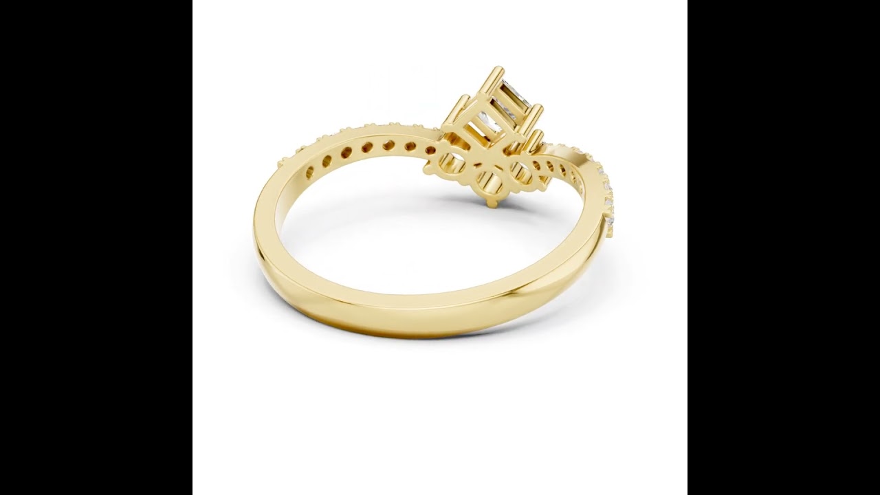 Princess Cut Kite-Set Diamond Chevron Ring