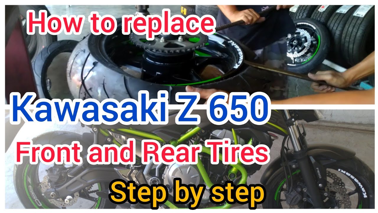 How to replace Kawasaki Z 650 front and rear tires, step by step